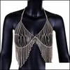 Belly Chains Sexy Chest Chain Diamond Inlay Tassels Bikini Rhinestone Underwear Bras Chains 53Xs Y2 Drop Delivery 2021 Je Dhseller2010 Dhgln