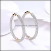 Hoop Huggie 925 Sterling Sier Big Circle Hoop 18K Gold/Rose Gold AAA Zircon Earrings for Women Gift Fashion Charm Wedd Dhseller2010 Dhuuh