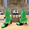 High Heel-Stiefel Designer Paare Knöchel Socken Schuhe Stretch Boot Damen Strickelastizität Mode Druck gemischte Farben Halbstiletto 35-42 Q78Z#