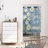 Rideau de fleur de marguerite blanche sur une texture en bois bleu rideaux de fenêtre imprimées chambre chambre enfant décoration intérieure moderne