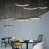 Lampy wiszące okrągłe światła LED Nordic Creative salon bar kawiarnia restauracja w kształcie ringu gwiazda American Industrial Wind