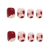 Unghie finte 24PCS Red Graffiti Nail Patch Jelly Gel Tipo rimovibile Paragrafo corto Moda SAL99