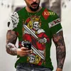 T-shirts pour hommes Été 3D T-shirt surdimensionné imprimé 2022 Confortable Respirant Col rond Horreur Crâne Spade Poker