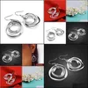 Dange kroonluchter 925 Sterling Sier Three Circle Drop Dangle Earring For Women Lady Wedding Engagement Party Fashion J Dhseller2010 Dhyvg