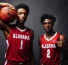 O basquete universit￡rio usa o College Alabama Alabama Crimson Tide Basketball costurou Jersey Jahvon Quinerly John Petty Jr.