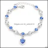 Bracelet Bracelet Bracelets Bijoux Drop Livraison 2021 Coeur d'Océan Bleu Zircon Charms Amour Diamant Filles Cadeau Gioielli Wom Dhseller2010 Dh4Oh