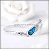 Bangle Sapphire Bracelets Jewelry New Style Charms Blue Austria Diamond Bangle Bracelet 925 Sterling Sier Glass Shoes Ha Dhseller2010 Dhqox