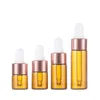 1ml 2ml 3ml 5ml ámbar claro Mini botella cuentagotas de vidrio muestra aceite esencial Perfume pequeño vial