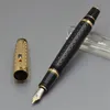 قلم حبر جاف كلاسيكي أسود وذهبي مع أدوات مكتبية للمدرسة جوهرة فاخرة كتابة أقلام حبر للهدايا