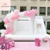 Château combiné de rebond blanc de mariage en PVC avec toboggan et fosse à balles lit sautant château gonflable rose videur maison moonwalk pour jouets amusants