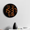 Wall Clocks Remote Control Digital Clock Large Temp Humidity Date Week Automatic Dimming Table 12/24H Timing Dual Alarm LED