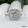 Anel quadrado de luxo moderno, joias redondas CZ Zircon, anel de casamento com diamante, anel de promessa cheio de ouro para mulheres, joias de noivado, presente para amante Sz6-1