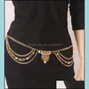 Belly Chains Body Chain Jewelry Fashion Women Vintage Summer Gold/Sier Plated Paljetter Tassel Mtilayer Chains Belly Whole DHSeller2010 DHQ97