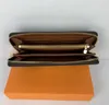 أزياء المرأة محفظة جلدية مخلب سستة واحدة محافظ سيدة السيدات طويلة الكلاسيكية مع بطاقة مربع برتقالي 60017 وحقيبة الغبار