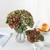 Dekorativa blommor konstgjord vas för heminredning Silk Hydrangea Bouquet Wedding Garden Rose Arch Fake Plants Scrapbook Christmas Garland