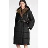 Designer's new winter women's warm hooded coat with belt fashion solid color warm long coat thick jacket trench coat