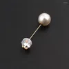 Broches 1PC breloque Zircon simulé perle broche broches pour femmes Piercing épinglette costume collier rond cristal bijoux cadeaux de mariage
