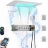 Cabeça de chuveiro LED embutida no teto com sistema de música 58X38 CM Cachoeira Chuva Conjunto de torneira termostática para banheiro