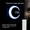 Väggklockor 2022 Hushåll Multifunktionell kreativ digital väckarklocka LED -spegel ihålig