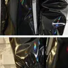 Men s jackor 7002 Black Sliver Shinny Bomber Korean Style Hip Hop Slim and Coats Streetwear Hooded Coat 220916