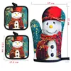 Christmas Decorations 2pcs Xmas Baking Anti- Gloves Kitchen Mat Snowman Navidad Noel Merry For Home Year Party Supplies