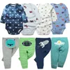 Kleidungssets 4PCS Baby Bodys4PCS Baby Hosen Säugling Gestreift geboren Ropa Bebe Kleidung Langarm Overall Junge mädchen Kleidung Set 220916