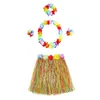 Fleurs décoratives fibres plastiques jupe hawaïenne Hu-la guirlande d'herbe jupes de fleurs fête Hawaii plage dames habiller fournitures de fête