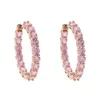 Creolen Huggie Pink Cz Ohrring für Mädchen Frauen Roségold Farbe Pinky Hoops klassischer ModeschmuckHoop