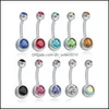 Ombelico Bell Button Rings Bell Drop Delivery Acciaio inossidabile 14G Piercing al ventre Nombril Screw Navel Button Rings Tragus Dhseller2010 Dhk9D