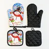 Christmas Decorations 2pcs Xmas Baking Anti- Gloves Kitchen Mat Snowman Navidad Noel Merry For Home Year Party Supplies