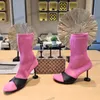 Stivali con tacco alto Designer Pairs Calzini alla caviglia Scarpe Stretch Boot Womens Knitting Elasticity Fashion Printing Colori misti Half Stiletto 35-w9vK #