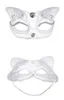 Spetsmask cosplay tema kostym kattmask halv ansikte män halloween fest rekvisita