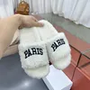 Embroidery Letter Slippers Designer Winter lamb Wool Slipper Womens Fur Fluffy Comfortable Warm Outdoor Flat Bottom Casual Ladies Sandal 35-45