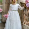 Vestidos de menina uma linha boho flor tule tulle rendiques comunhão vestido crianças celebridades vestidos para chilren