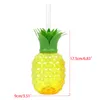 Christmas Decorations 6/12pcs Fruits Shape Plastic Water Cups Drinking Cup Pineapple Strawberry Style Straw Cup Summer Beach Pool Birthday Party Decor 220916