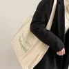 イブニングバッグ女性キャンバスショルダーバッグ愛する刺繍毎日のショッピング学生の本厚い綿布ハンドバッグトートトート