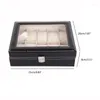 Smyckesp￥sar 10 rutn￤t Watch Box Pu Leather Watches Display Case Holder Storage Organizer With Lock for Women Men Gifts