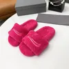 Designer invernale pantofole Fashion Shoes Case Flipflops pelliccia di colore Solido ricamo macinatura di pecora autunnale Dupe in gomma originale sandali peluche anti-slip
