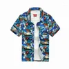 M￤ns casual skjortor sommar mode mens hawaiian kort ￤rm knapp kokosn￶t tr￤d tryck strand aloha m￤n skjorta plus storlek 25 stil 5xl