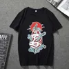 T-shirt de camiseta masculina de camisetas de moda de moda preta de manga curta preta Harajuku máscara de desenho animado série de poliéster de alta qualidade tops de alta qualidade