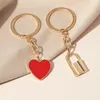 Crochets 2 pièces/ensemble Couple mignon coeur de pêche porte-clés pendentif porte-clés chaîne petit sac ornements rouge amour saint valentin petite amie cadeau