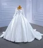 A-Line Wedding dress Deep V Trend Design Big Tail Princess Satin Veil Sleeves Vintage Arabian Bridal Dress SM67316