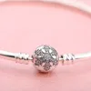 CZ diamond Snowflake Clasp Bangle Bracelet Real Sterling Silver Women Wedding Gift with Original Box For pandora Hand Charm Charms Bracelets