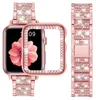 Dames sieraden bling diamant metalen riemen voor iWatch -serie 6/SE/5/4 38 mm 40 mm 41 mm 42 mm 44 mm 45 mm 49 mm bumper frame schermbeveiliging horlogeband