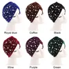 Frauen Velvet Indian Hut Retro Mode Hat Perle Perlen Winter warmer Turban Cross India Cap for Women Hijab Turbante