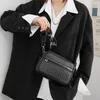 Design de luxe en cuir tissé petit sac de mode carré hommes Mini sac de messager rue mâle sacs à bandoulière pochette de téléphone