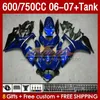 Injection Mold Fairings & Tank For SUZUKI blue glossy GSXR600 750CC GSXR-750 K6 GSX-R600 06-07 154No.29 600CC GSXR 600 750 CC GSXR750 06 07 GSXR-600 2006 2007 OEM Fairing