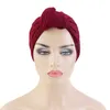 Mode femmes Turban casquette noué à volants tête enveloppement musulman foulard inde chapeau couleur unie nuit sommeil soins capillaires Hijab chimio casquette