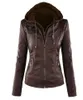 Giacca autunno inverno Donna Felpe con cappuccio Giacche da moto Capispalla nera Cappotto basic in ecopelle PU