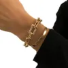 Bracciale in metallo con catena a maglie di design di alta qualità, cristallo, chiusura a U, bracciale in oro, argento, alla moda, gioielli da donna Pulseras164I